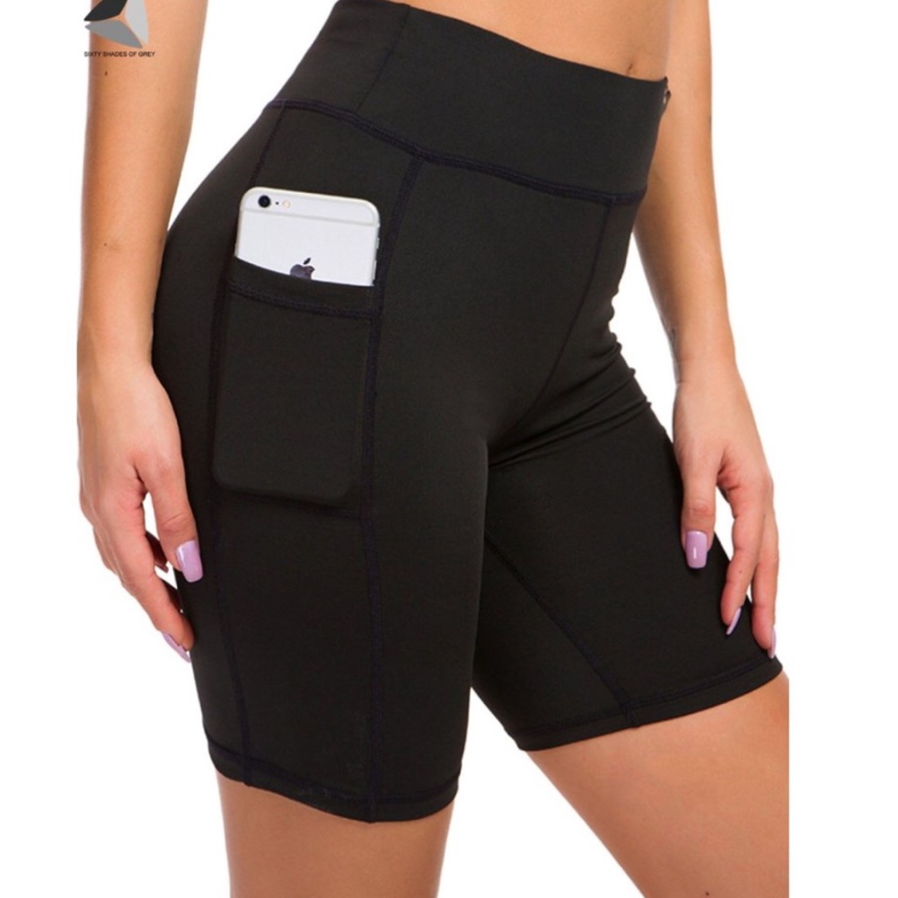 Lava Women High Waist Workout Yoga Side Pocket Compression Cycling Shorts
